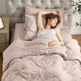 thumbnail image 5 of Virtu Twin Comforter Sets, 5pc Twin Bed in a Bag, Pleated Twin Bedding Comforter Sets Twin with Sheets, Peach Purple, 5 of 10