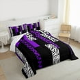 thumbnail image 3 of Manfei Purple Cheetah Print Bedding Comforter Set, Fashion Leopard Zebra Twin Comforter Sets, Abstract Stripes Reversible Bedding Set, Microfiber Bedroom Decor, 2 Pieces, 3 of 8