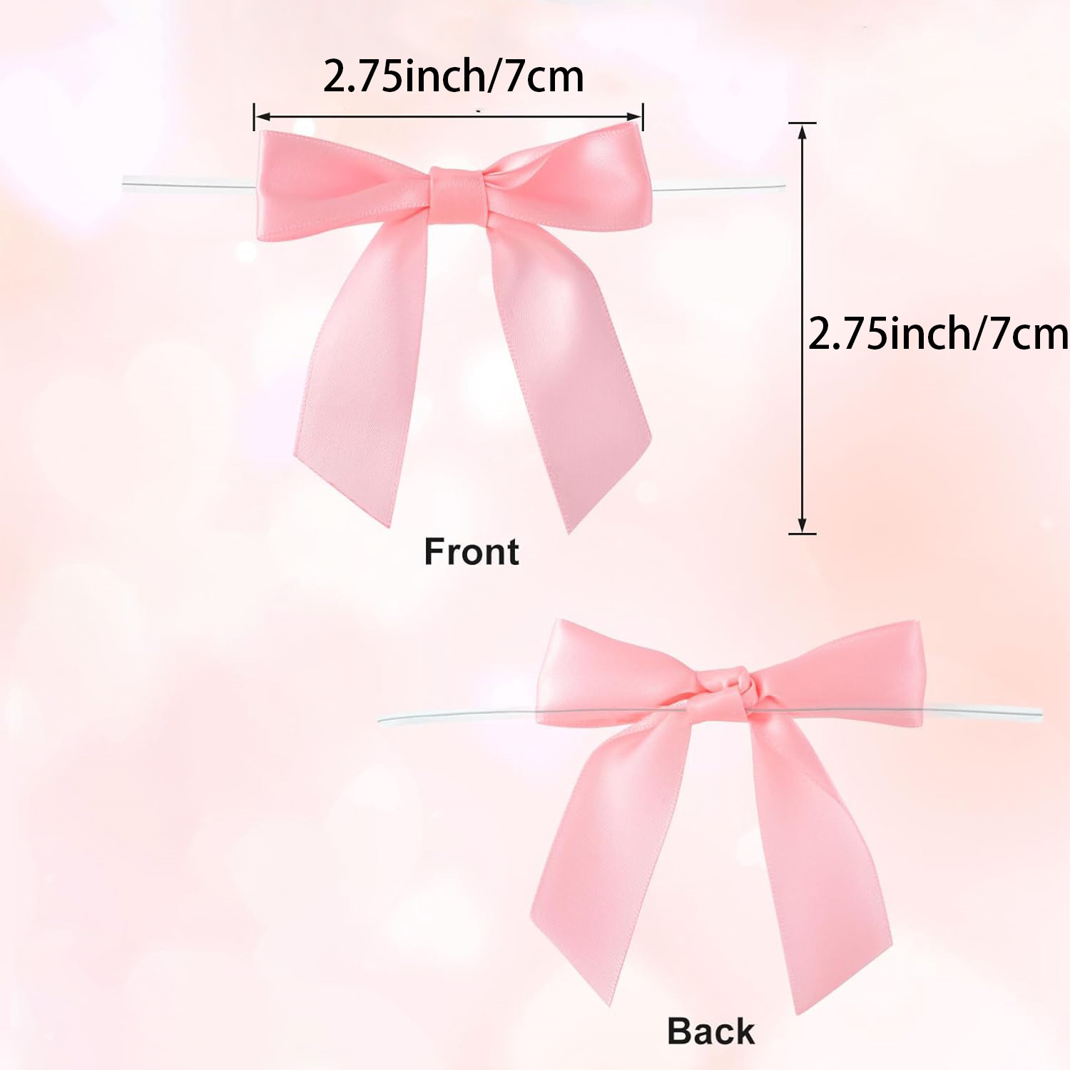 Christmas Twist Tie Bows,300 Pcs Satin Ribbon Twist Tie Bows, 2.75'' Pre-Tie DIY Craft Bows for Treat Bags,Mini Christmas Bows for Candy Bags, Christmas, Wedding, Party Present Decoration (Multicolor)