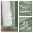 thumbnail image 3 of Yakamok Light Sage Green Linen Curtains 100% Blackout 96 Inches Long,Room Darkening Textured Curtains for Living Room Thermal Grommet Bedroom Curtains 2 Panels with Greyish White Liner, 3 of 6