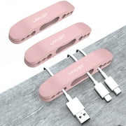 UMUST Cable Clips for Desk,3PCS Charging Cable Holder, Cord Organizer, Cable Organizer, Silicon Adhesive Wire Management, Car, Home and Office etc,10Slots*3 (Pink)
