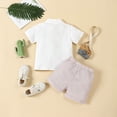 thumbnail image 5 of Summer Baby Boy Clothes Toddler Boys Summer Outfits Linen Short Sleeve Button Down Shorts Set Toddler Outfit White 3-4 Years, 5 of 6