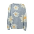 thumbnail image 6 of CALAFEBILA Women Plus Sweater 2023 Fall Knit Long Sweater Casual Long Sleeve Crew Neck Daisy Printed Loose Cozy Jumper Tops, 6 of 6