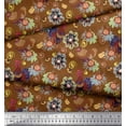 thumbnail image 2 of Soimoi Silk Fabric Leaves & Laceleaf Floral Print Sewing Fabric Yard 42 Inch Wide, 2 of 3