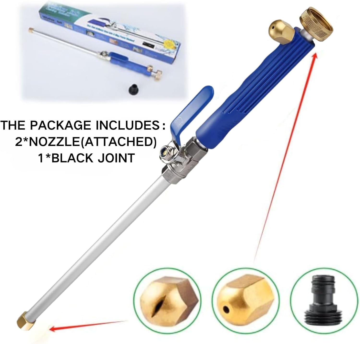 Pressure Washer, J2-in-1 High Pressure Power Washer, with 2 Jet Different Nozzle and Hose Quick Connectors, Easily Removes Stubborn Stains