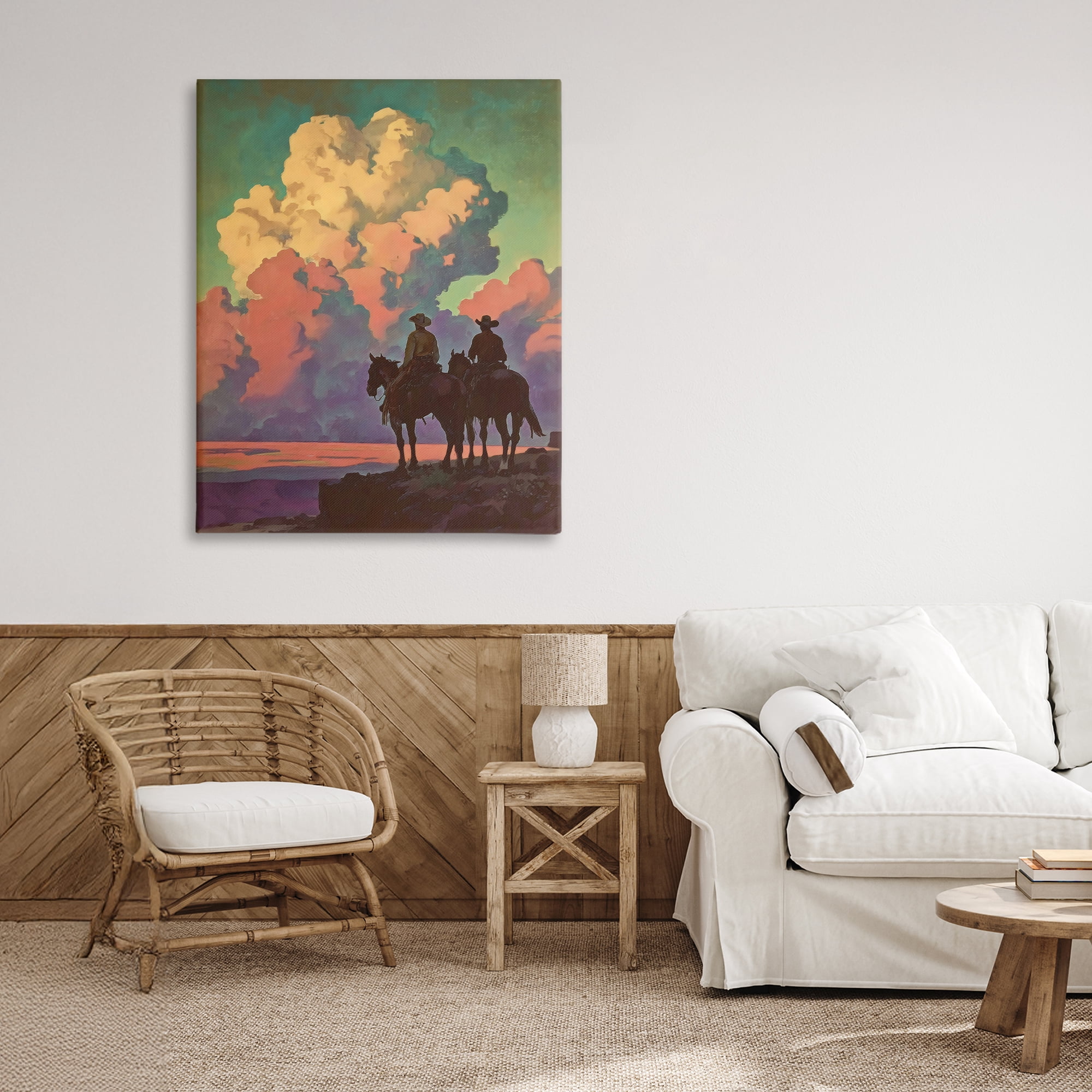 Stupell Industries Cowboys Silhouetted Against Clouds Canvas Wall Art, design by Arlington Prints