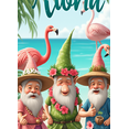thumbnail image 4 of Cartoon Flamingo Banner Hawaiian Gnome Decor Palm Tree Background for Beach Party Summer Vacation Holiday, 4 of 8