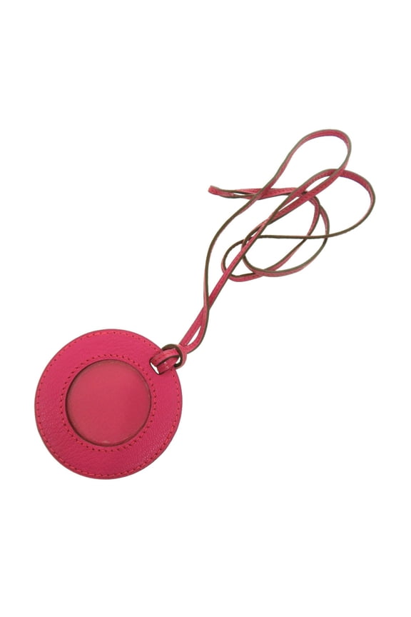 Pre-Owned Hermes Chevre Mysore Rose Shocking M Stamp Accessory Bag Charm Keychain 0185HERMES