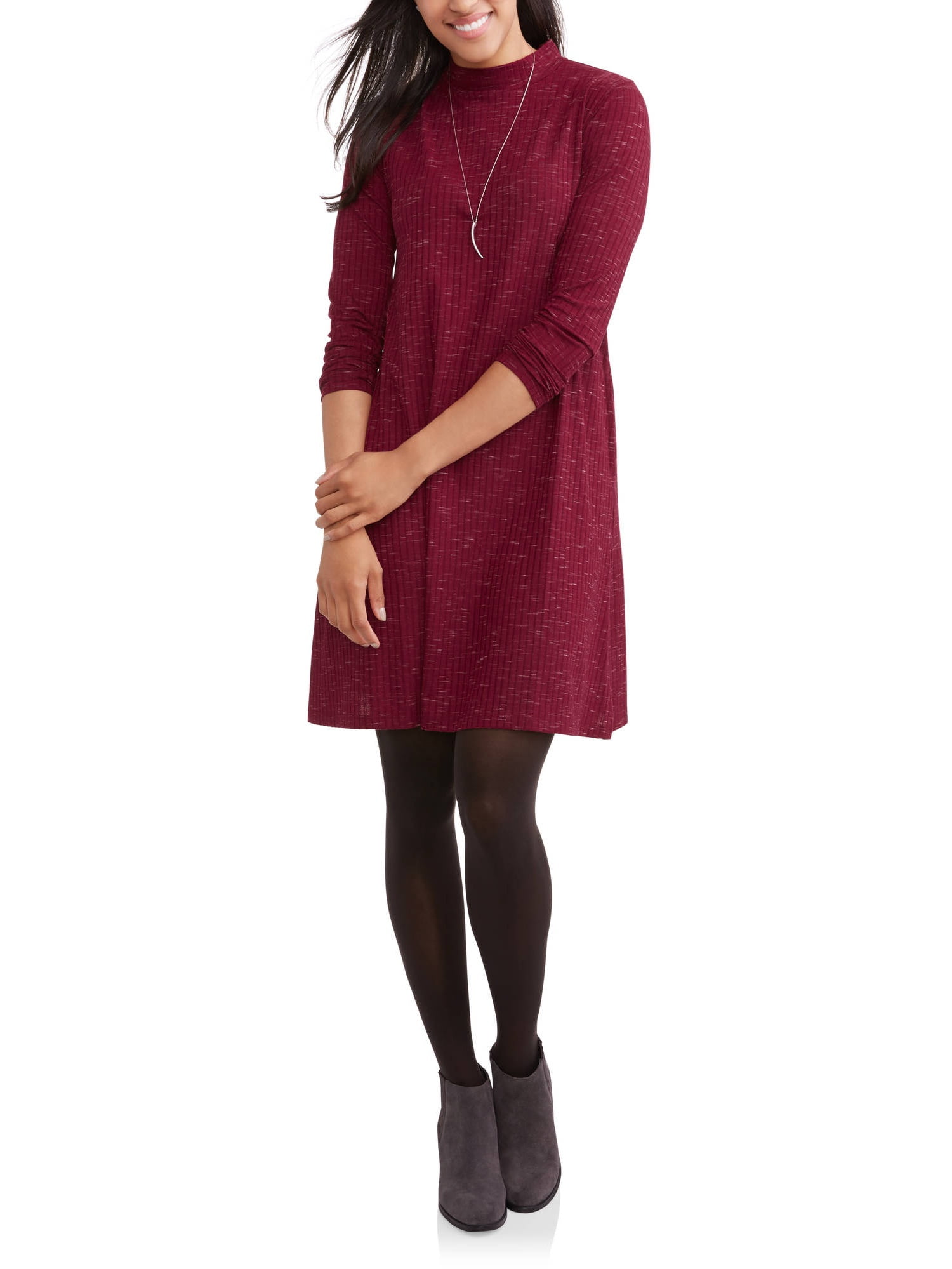 mock neck swing dress