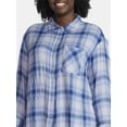 thumbnail image 4 of Terra & Sky Women's Plus Size Plaid Button Front Shirt, Sizes 0X-5X, 4 of 5