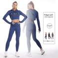 thumbnail image 4 of Traje de yoga europeo y americano, traje deportivo para fitness, pantalones de yoga de secado rápido con estampado de melocotón y cadera para mujer, traje de yoga con capucha y manga larga, 4 of 6