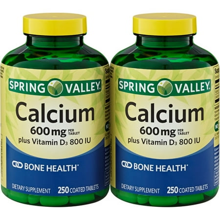 Spring Valley Calcium Supplement 600 mg with Vitamin D, 250 ct Twinpack