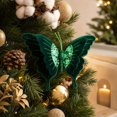 thumbnail image 4 of Green Christmas Velvet Butterfly Hanging Ornament, Double Layer Glitter Accent for Tree Wreath Garland Holiday Decoration, 4 of 4