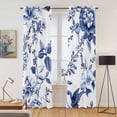thumbnail image 2 of White Blue Spring Floral Kitchen Curtains 96 Inch Length, Summer Botanical Hummingbird Grommet Top Bedroom Living Room Curtains, Light Filtering Cafe Curtain Drapes 2 Panels Set 104''x96'', 2 of 9