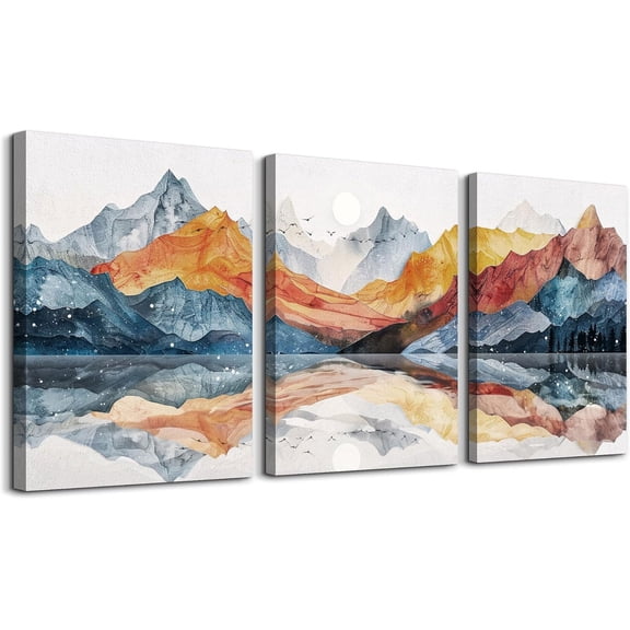 Abstract Wall Decor for Bedroom Wall Art for Living Room Office Decoration Bathroom Wall Pictures Ink Mountain Landscapes Wall Painting Artwork Modern Ready To Hang Room Home Decor 3 Piece