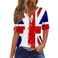 thumbnail image 2 of Fiudx Ropa de Mujer Camiseta Holgada con Cuello En V y Estampado Del Día de La Independencia para Mujer, 2 of 5
