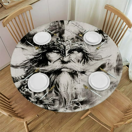

Orinice Demon Horns Sword Round Table Cover Stain Resistant Washable 100% Polyester Fiber for Indoor Outdoor Kitchen Dining Wedding Parties Tablecloth 42-46