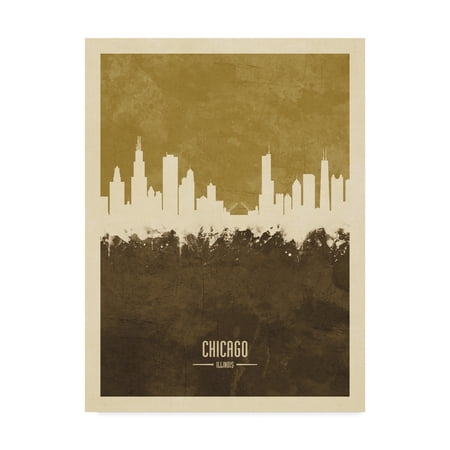 Trademark Fine Art 'Chicago Illinois Skyline Brown' Canvas Art by Michael Tompsett