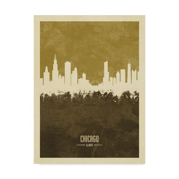 Trademark Fine Art 'Chicago Illinois Skyline Brown' Canvas Art by Michael Tompsett