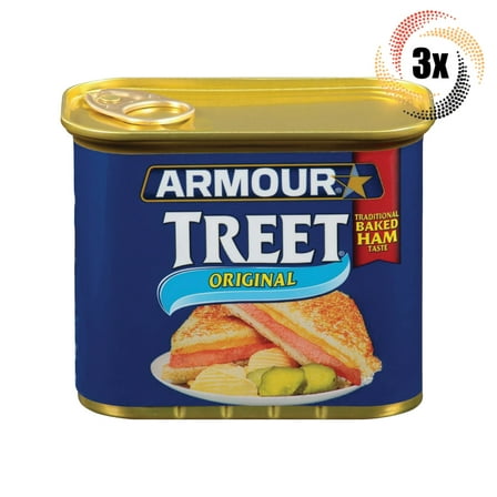 3x Cans Armour Star Treet Original Luncheon Loaf Meat Baked Ham Taste - 12oz