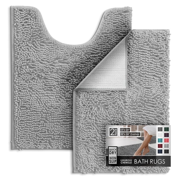 Alfombra de baño Hearth & Harbor de chenilla antideslizante, 43 x 61 cm
