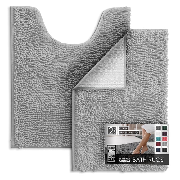 Alfombra de baño Hearth & Harbor de chenilla antideslizante, 43 x 61 cm
