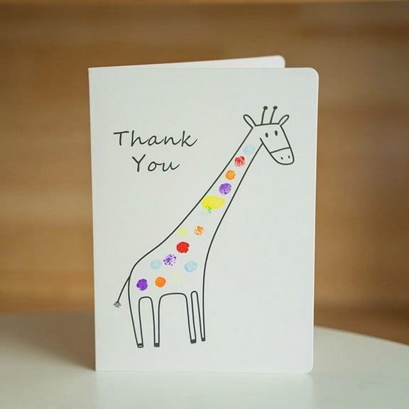 Thank You Card with Playful Giraffe Design – Colorful Spot Illustrations, Blank Inside – Perfect Appreciation Greeting Card for Friends, Family, and Colleagues