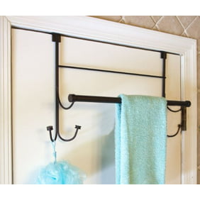 Towel over the Door Hanger with Towel Rack Bar 4 Towel Hooks Bronze