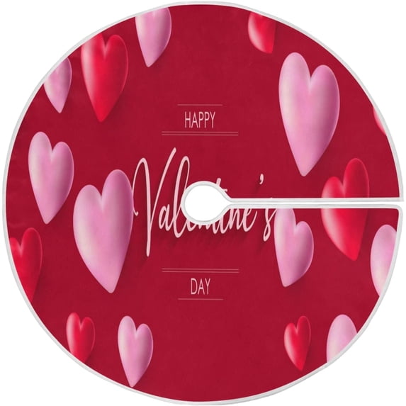 FMSHPON Valentine's Day Heart Balloon Xmas Christmas Tree Skirt Stand Mat for Holiday Party Decoration Indoor Outdoor 36 inches