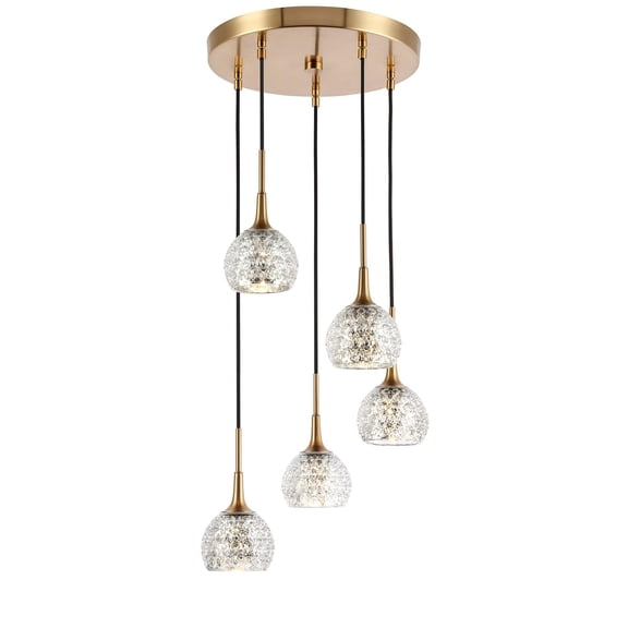 Woodbridge Lighting Bristol 5-Light Glass Cluster Pendant in Brass/Mercury