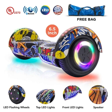EverGrow Graffiti Hoverboard with Bluetooth and LED Lights 6.5" 2 Wheels Self Balancing Electric Scooter Board, FREE BAG (WHEELS-UC6.5-GRAFFITI)