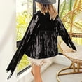 thumbnail image 6 of Tiweut Jackets for Womens Fringe Disco Theme Fashion Sequins Tassel Long Sleeve Party Gown Outwear Tops Black,One Size, 6 of 6