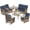 Brown Wicker/Navy Cushions, variant on Meetwarm 7 Stainless Steel All Weather Outdoor Conversation Sets with Glider and Chairs, Brown/Beige