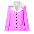 thumbnail image 5 of Zpanxa Winter Coats for Women, Winter Jacket Warm Sherpa Lined Jacket Composite Plush Button Lapel Snow Jacket Hooded Wool Outwear Coat Hot Pink S, 5 of 6
