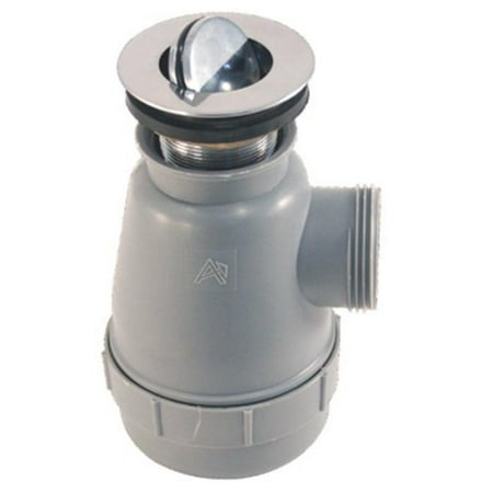 Brushed Nickel P Trap Ambassador Marine No Overflow Trap Sink Drain with 1 1/2-Inch Flip Stopper, Brushed Nickel Finish, 1 1/4-Inch Thread ()