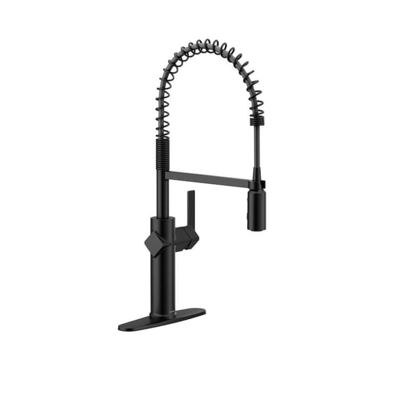 Moen Joric Matte Black Single Handle Deck-mount Pull-down Kitchen Faucet with Sprayer (Includes Deck Plate)
