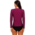 thumbnail image 5 of Charmo Women's Zipper Front Long Sleeve Rash Guard UV/Sun Protection Swim Shirt Wetsuit Top, 5 of 6