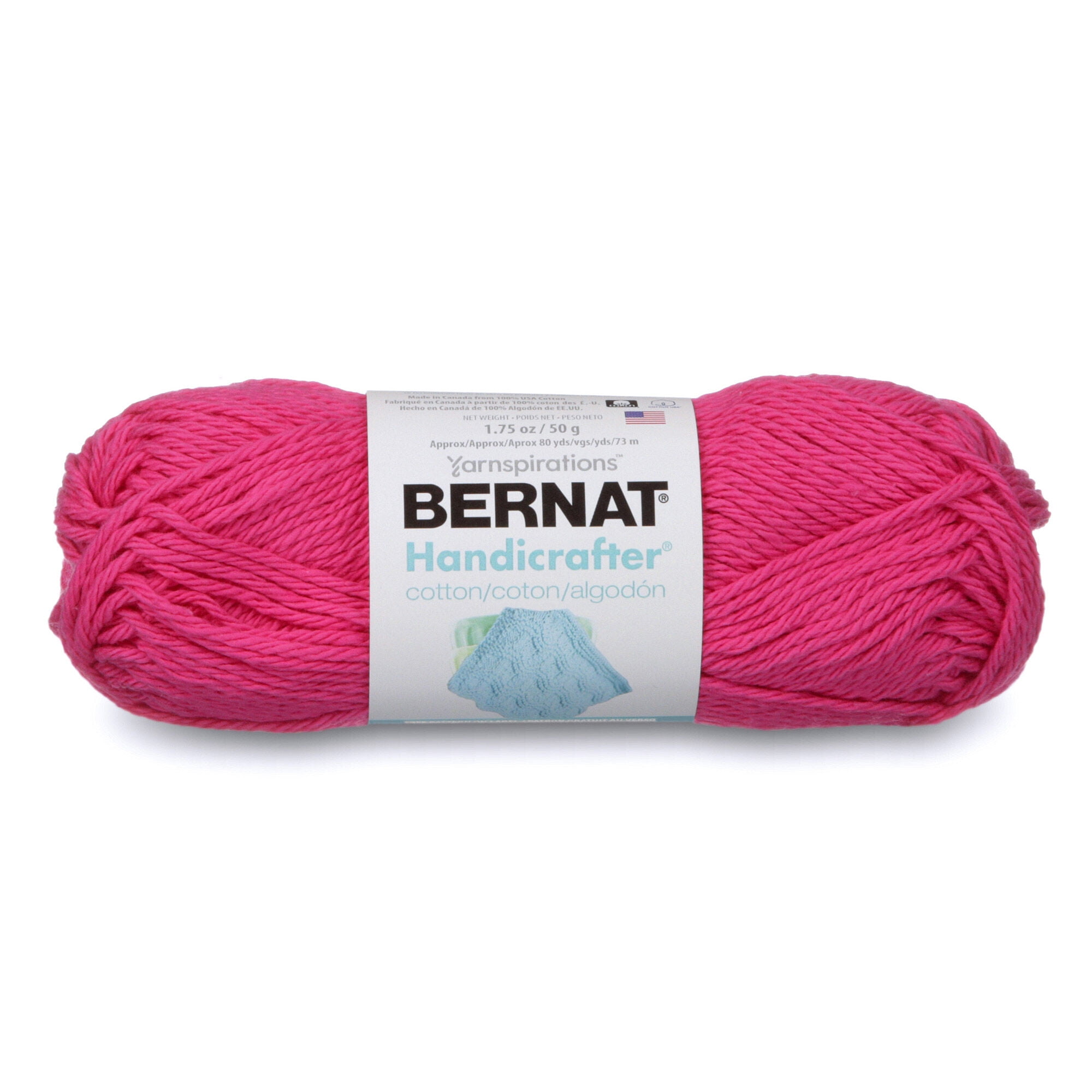 Bernat Cotton Handicrafter Cotton Yarn (50g/1.75 oz), Hot Pink