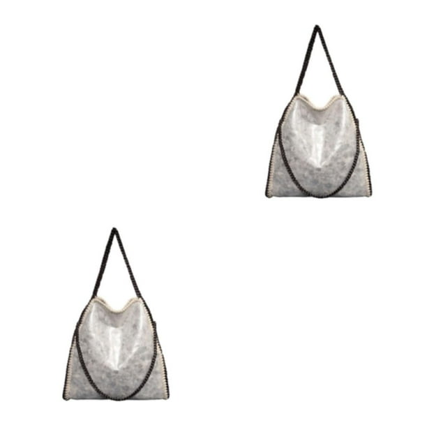 Sonducket Bolso de hombro con cadena de alta capacidad y de moda para mujer Bolso con cadena de hombro Bolsos de lujo plateados plateado 2Conjunto