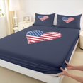 thumbnail image 4 of Manfei Vintage Us Flag Heart Queen Sheets,Navy Queen Sheet Sets,4 Pieces,1 Flat Sheet, 1 Fitted Sheet and 2 Pillowcases, 4 of 6