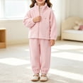 thumbnail image 5 of Cethrio Girls Fleece Pajama Sets Long Sleeve, Crew Neck Comfy 2 Piece Girls' Sleepwear Pink Size 7-8 T, 5 of 6