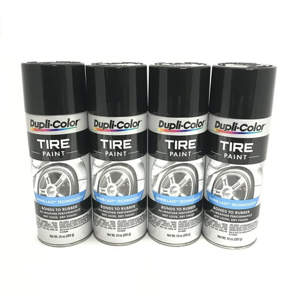 Duplicolor TP101-4 PACK BLACK All Weather Long-lasting Tire Paint - 11oz Aerosol