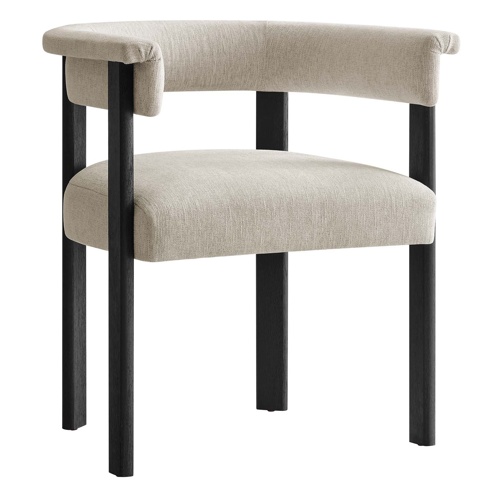 Woven Heathered Fabric Upholstered Barrel Dining Chairs - Set of 2