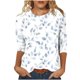 thumbnail image 4 of 3/4 Manga Túnica Tops para las Mujeres Impreso Cuello Redondo Suelto Casual Blusa Estiramiento Suave, 3/4 Manga Casual Tops para las Mujeres, 4 of 4