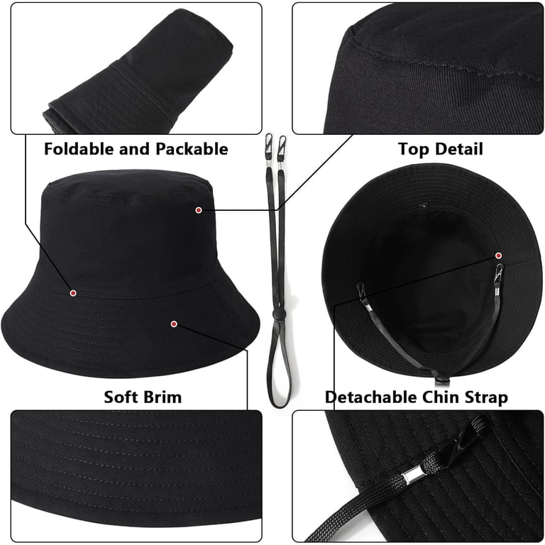 XXL Reversible Bucket Hat with Chin Strap for Men Women XXL Oversize Bucket Hat Reversible, XL L M S Fisherman Sun  main image 4