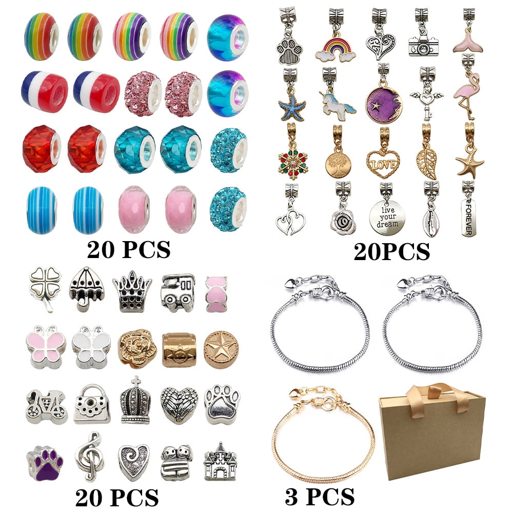 BLA CURRENT Girl Toys For Girls Ages 8-12 Beads for Girls Toys Kids  Bracelet Necklace Jewelry 63 Pcs Jewelry Making Supplies Beaded Crafts Gift  Box, Suitable for 8-12 Year Old Girls 