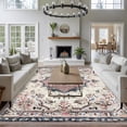 thumbnail image 5 of Beige Boho Washable Rug 5x7 Area Rugs for Living Room, Ethnic Tribe Chic Elegant Pink Large Bedroom Rug Soft Non-Slip Low Pile Floor Carpet for Dining Room Kitchen Office Laundry Nursery, 5 of 9