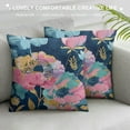 thumbnail image 3 of JRXY Watercolor Flower Throw Pillow Cover Pink Peony Floral with Green Leaf Decorative Pillow Cases Summer Navy Blue Cushion Cover for Home Bedroom Outdoor Garden Decor White, 3 of 5