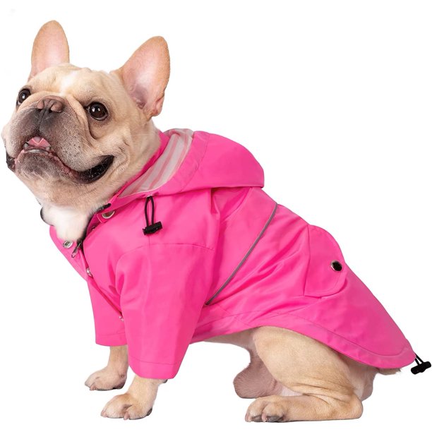 Chubasquero de doble capa con cremallera y capucha para perros pequeños a grandes, patos, rosa, XL