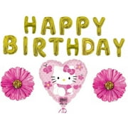 C & S PARTY SUPPLY Happy Birthday Hello Kitty Letters Party Balloons Decoration Supplies Pink